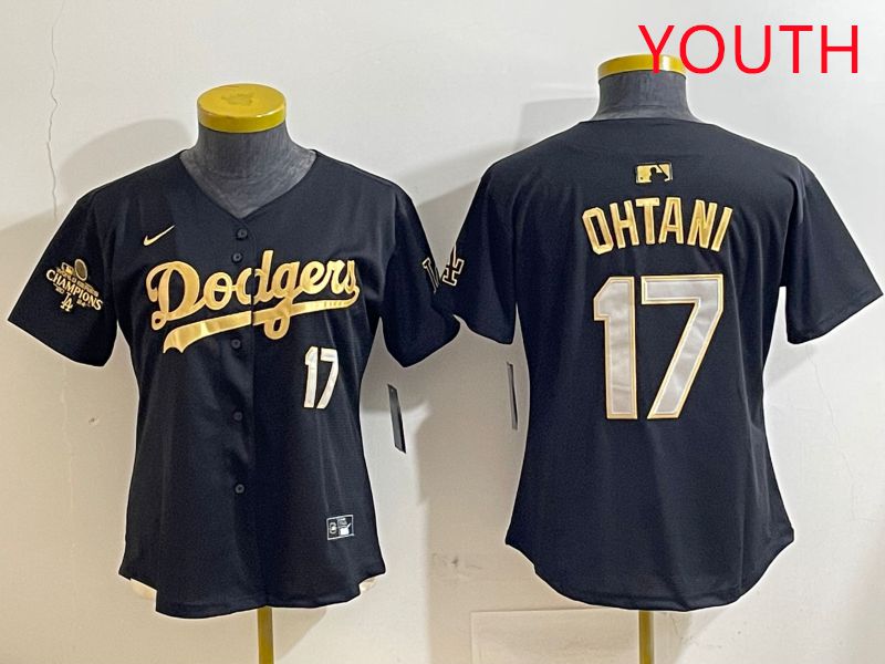 Youth Los Angeles Dodgers 17 Ohtani Black Gold Nike 2025 MLB Jersey style 4283